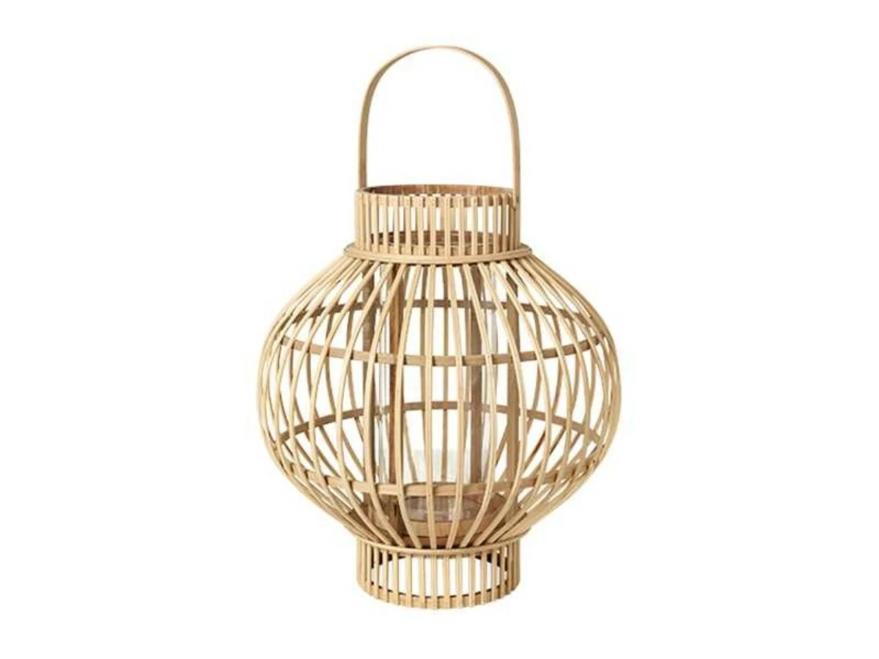 Broste Copenhagen Globus Lantaarn Bamboe/glas-Ø36XH40CM 3 Broste Copenhagen Globus Lantaarn Bamboe/glas-Ø36XH40CM