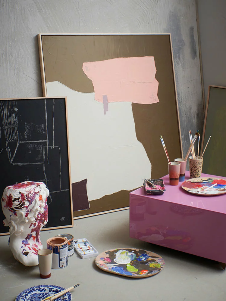 HKliving Abstract Painting - Mosterd/nude 100x120cm 9 HKliving Abstract Painting - Mosterd/nude 100x120cm - Afbeelding 7