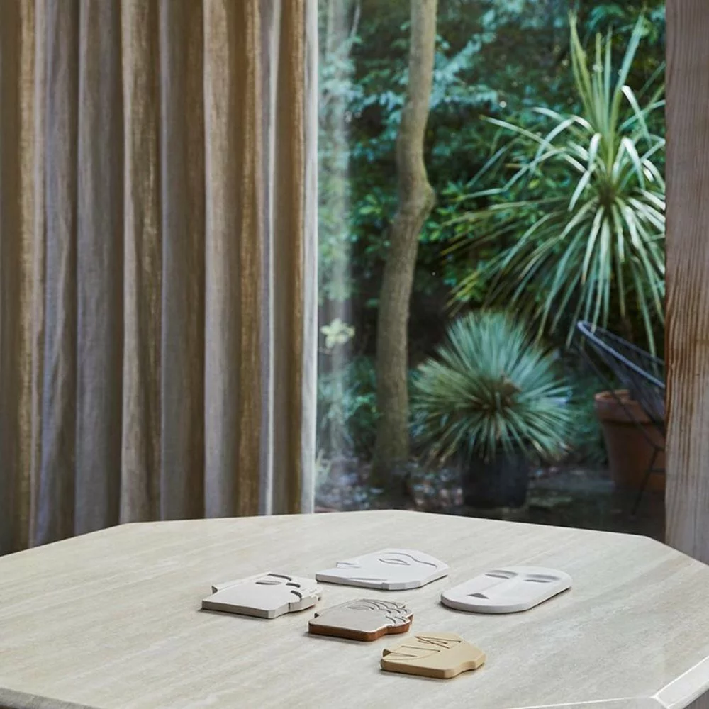 HKliving Face Muur Ornament Mosterdgeel 6 HKliving Face Muur Ornament Mosterdgeel - Afbeelding 4