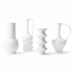 HKliving Matte Witte Porseleinen Vazen - Set Van 4 Stuks