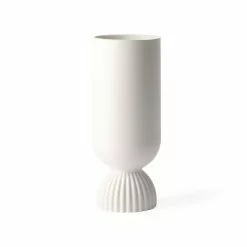 HKliving Ribbed Keramieken Bloemenvaas Wit