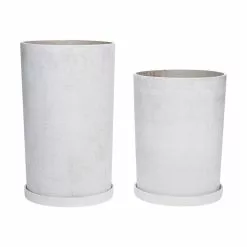 Hubsch Bloempot Set Met Schotel Grijs Polystone
