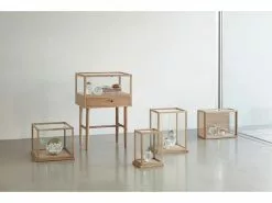 Hubsch Glazen Display Eikenhout - Set Van 2 -Goedkope Behang Winkel hubsch glazen display eikenhout set van 2 1