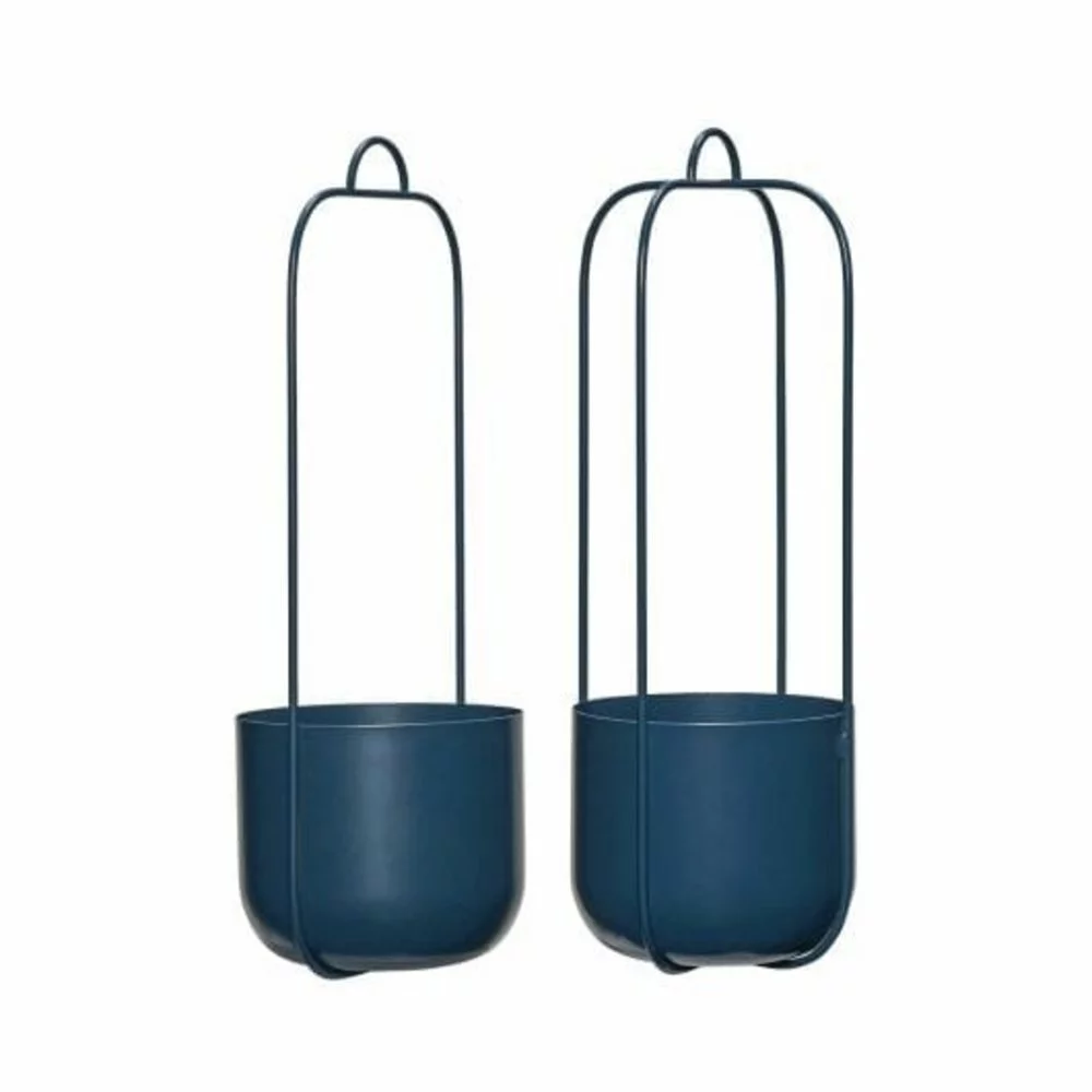 Hubsch Lotus Hangende Bloempotten Set Van 2 Stuks Petrol - 941603 3 Hubsch Lotus Hangende Bloempotten Set Van 2 Stuks Petrol - 941603