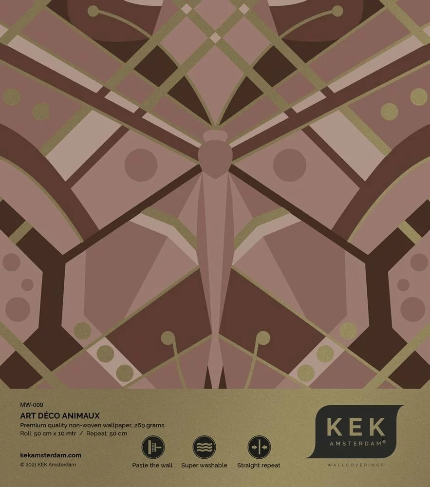 KEK Amsterdam Art Deco Goud Behang Animaux Butterfly - Taupe 6 KEK Amsterdam Art Deco Goud Behang Animaux Butterfly - Taupe - Afbeelding 4
