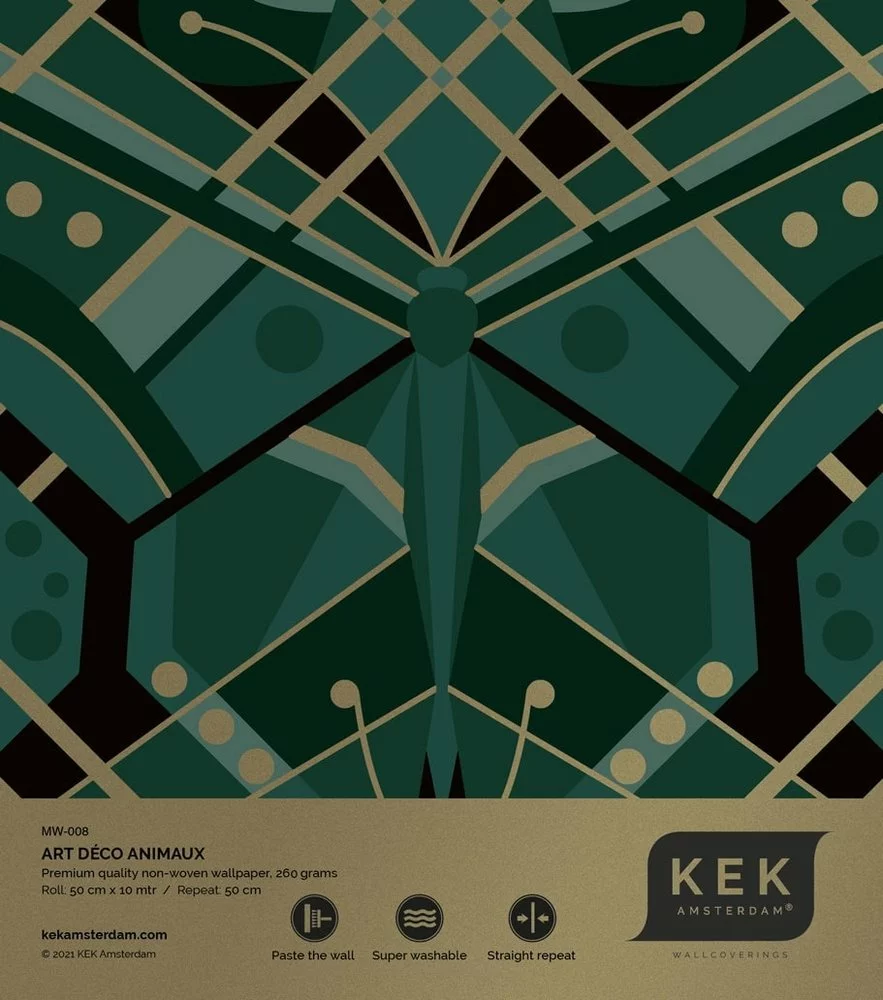 KEK Amsterdam Art Deco Goud Behang Animaux Butterfly - Groen 6 KEK Amsterdam Art Deco Goud Behang Animaux Butterfly - Groen - Afbeelding 4
