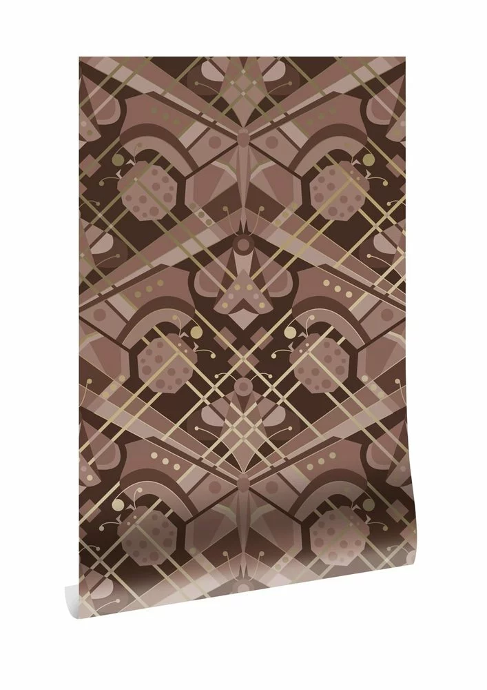 KEK Amsterdam Art Deco Goud Behang Animaux Butterfly - Taupe 3 KEK Amsterdam Art Deco Goud Behang Animaux Butterfly - Taupe