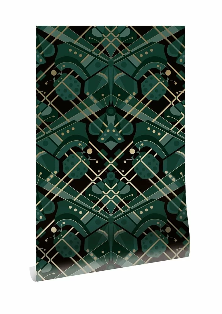 KEK Amsterdam Art Deco Goud Behang Animaux Butterfly - Groen 3 KEK Amsterdam Art Deco Goud Behang Animaux Butterfly - Groen