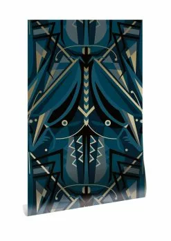 KEK Amsterdam Art Deco Goud Behang Animaux Grasshopper - Blauw