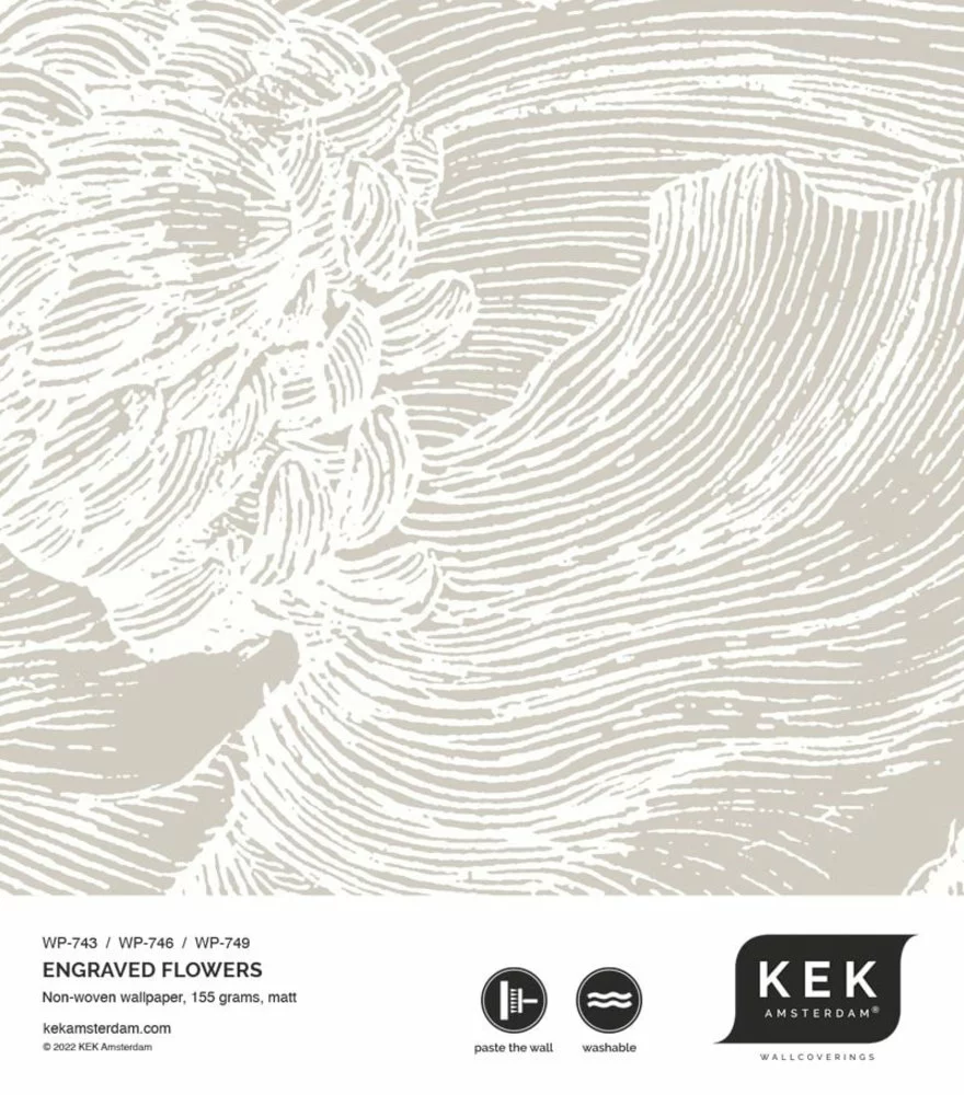 KEK Amsterdam Engraved Bloemen Behang WP-743 Grijs 200x280cm 5 KEK Amsterdam Engraved Bloemen Behang WP-743 Grijs 200x280cm - Afbeelding 3