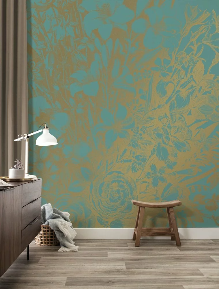 KEK Amsterdam Engraved Flowers Goud Behang MW-019 - 200x280cm 4 KEK Amsterdam Engraved Flowers Goud Behang MW-019 - 200x280cm - Afbeelding 2