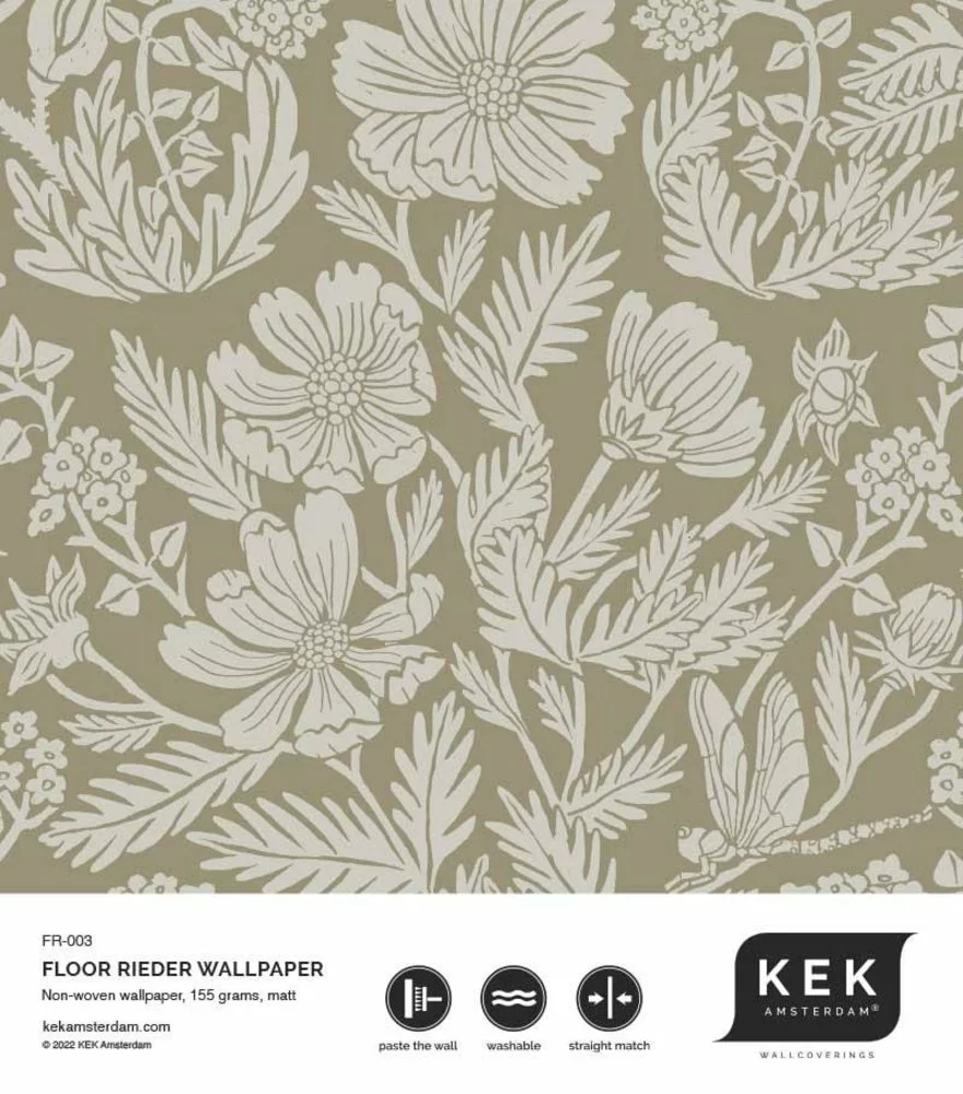KEK Amsterdam Getekende Bloemen Behang 100x280cm Zand - FR-003 7 KEK Amsterdam Getekende Bloemen Behang 100x280cm Zand - FR-003 - Afbeelding 5
