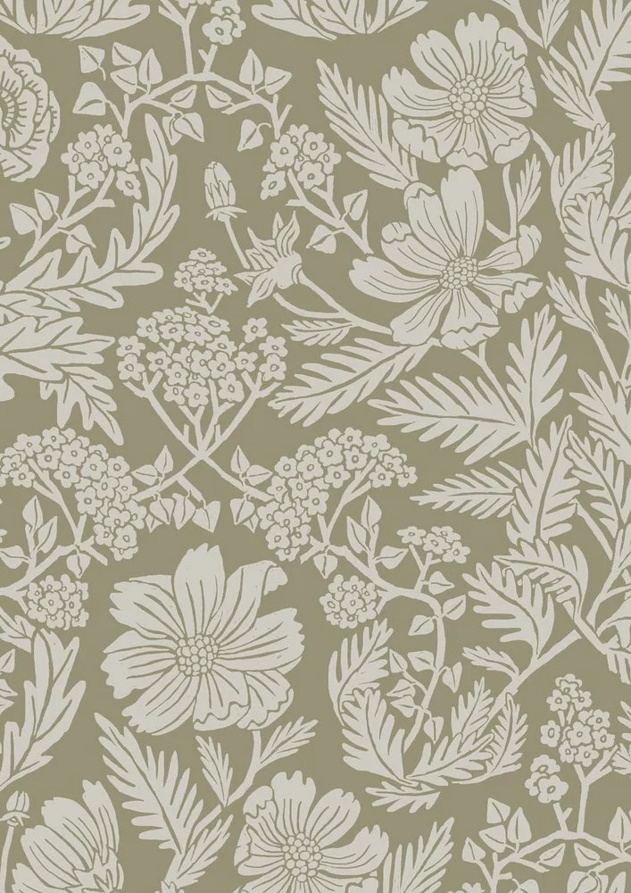 KEK Amsterdam Getekende Bloemen Behang 100x280cm Zand - FR-003 3 KEK Amsterdam Getekende Bloemen Behang 100x280cm Zand - FR-003