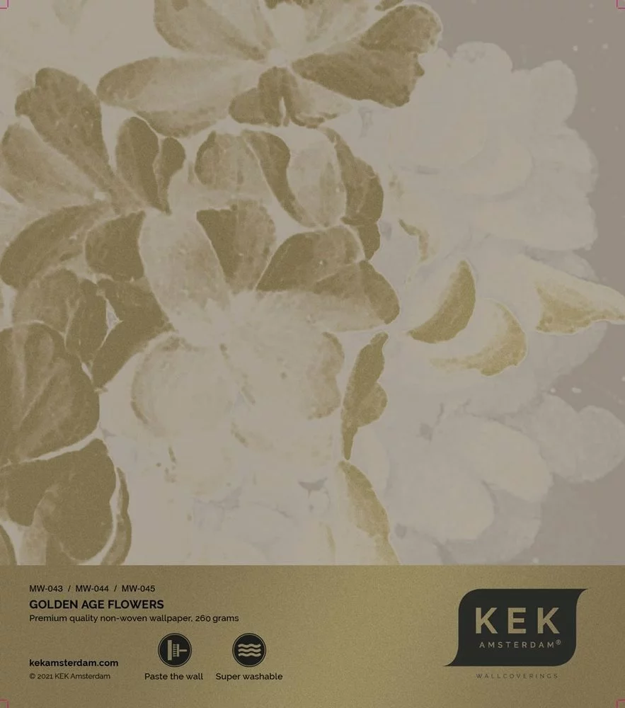 KEK Amsterdam Golden Age Flowers Goud Behang MW-045 - 400x280cm 5 KEK Amsterdam Golden Age Flowers Goud Behang MW-045 - 400x280cm - Afbeelding 3