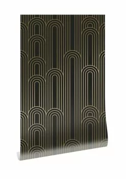 KEK Amsterdam Golden Lines Behang 100x280cm Zwart / Goud MW-091